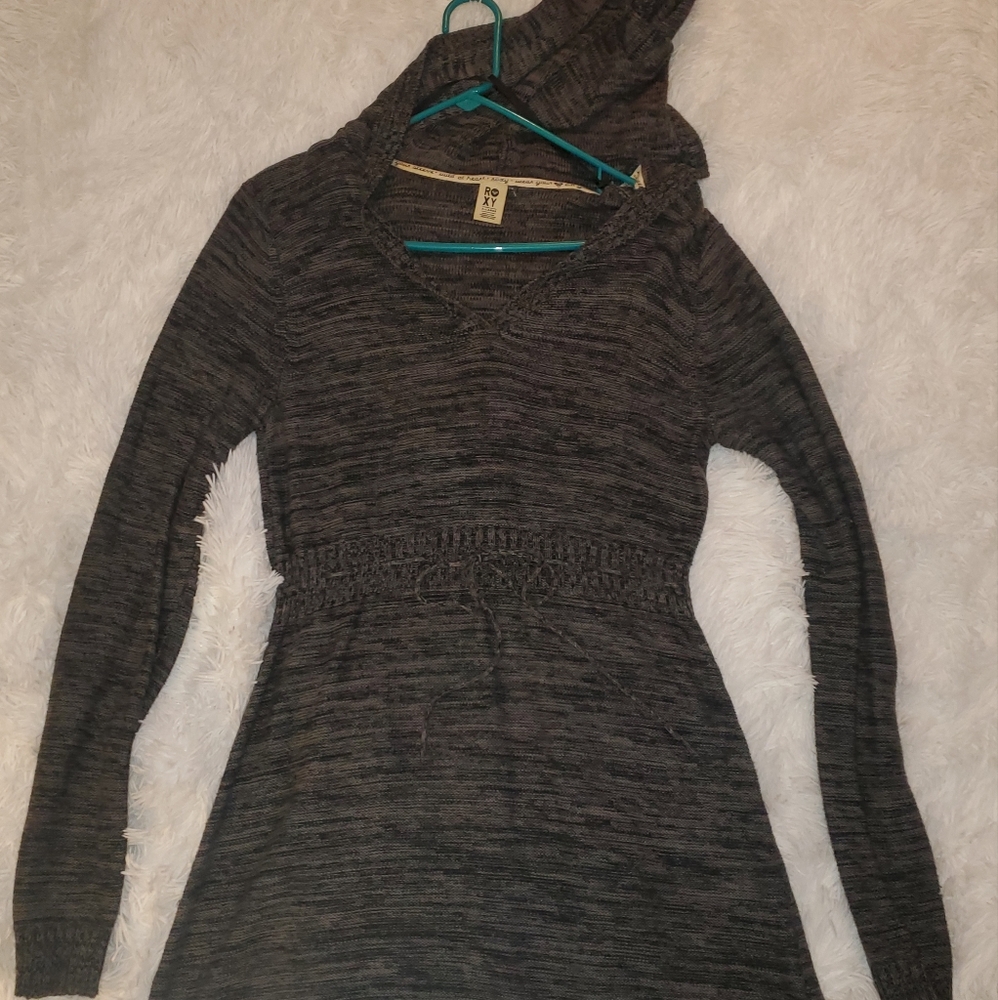 Roxy XL black/gray sweater dress with hood